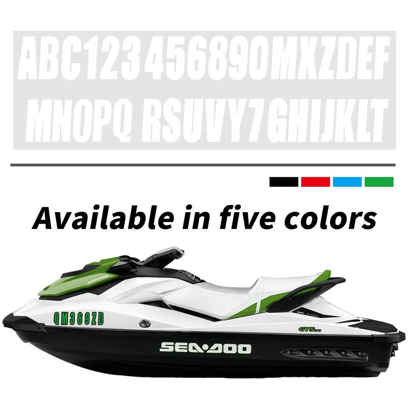 Boat Registration Letters Numbers Decals A-Z 0-9 White 4 Sets