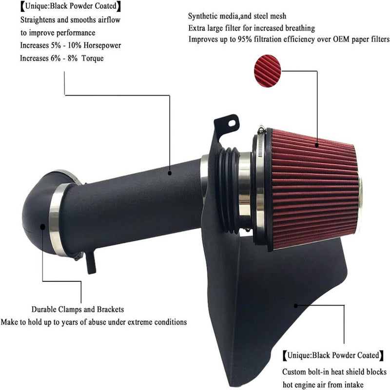 4" Cold Air Intake Kit Heat Shield for Dodge Chrysler HEMI 5.7L 6.1L V8 2005-10