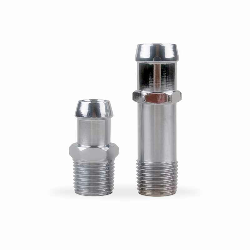 SBC BBC Chevy Heater Hose Fitting Set 3/4 Water Pump 5/8 Intake Chromed Steel