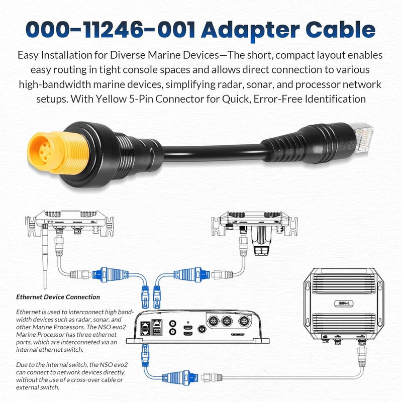 RJ45 to 5-Pin Ethernet Adapter Cable 000-11246-001 for Simrad NSO evo2 Zeus2
