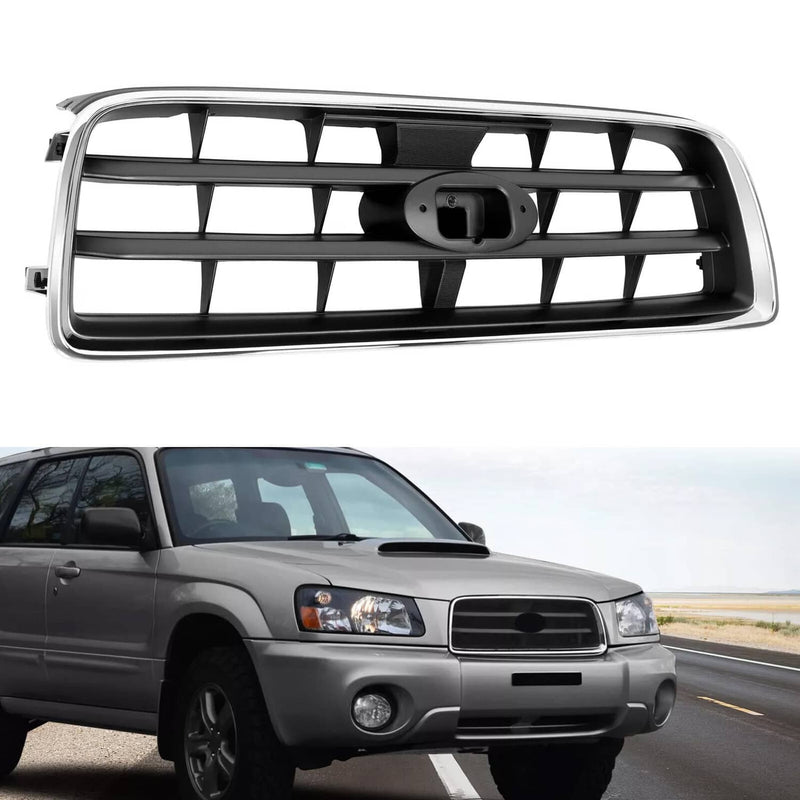 DURAFORCE Front Chrome Shell Grille with Gray Insert for Subaru Forester 2003-2005