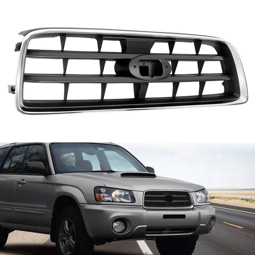 DURAFORCE Front Chrome Shell Grille with Gray Insert for Subaru Forester 2003-2005