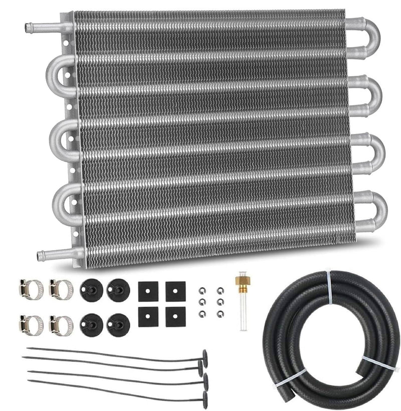 Universal 8 Rows Aluminum Remote Transmission Oil Cooler Radiator Converter Kit