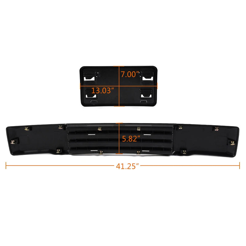 DURAFORCE Front Bumper Trim & License Plate for Ford F-150 F150 2015 2016 2017 Black