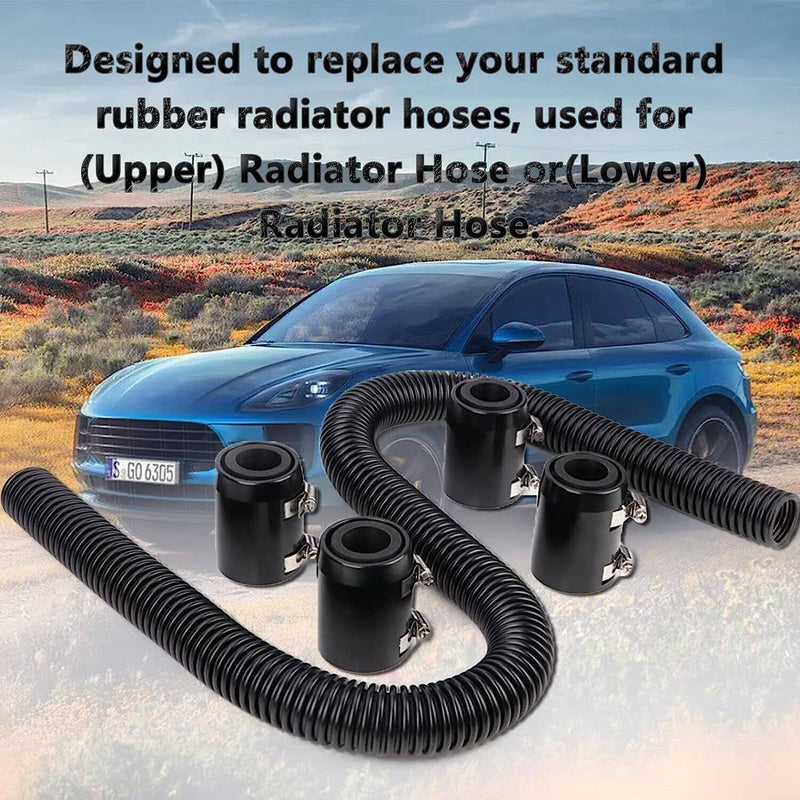 48" Stainless Steel Flexible Radiator Coolant Water Hose with Caps Kit