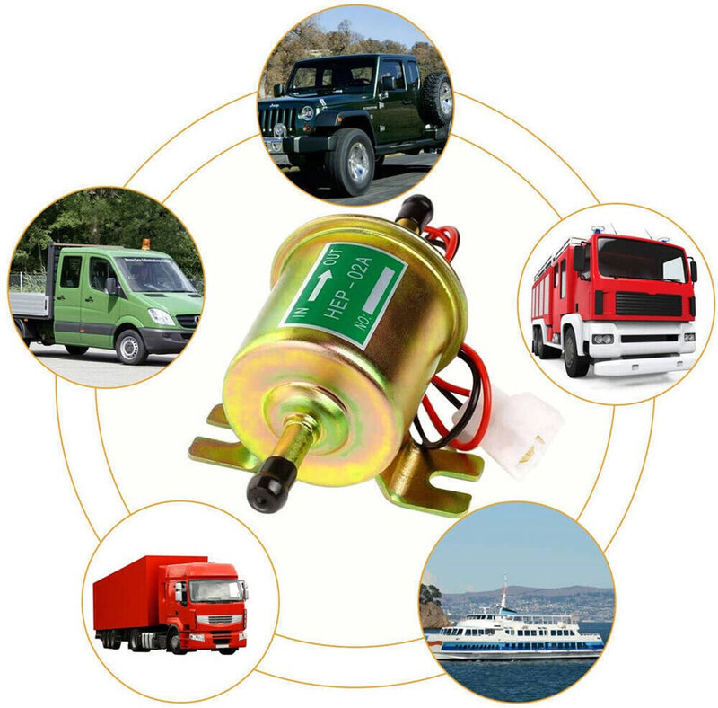 HEP-02A 12V Electric Fuel Pump Universal Inline Low Pressure Gas Diesel 2Pcs