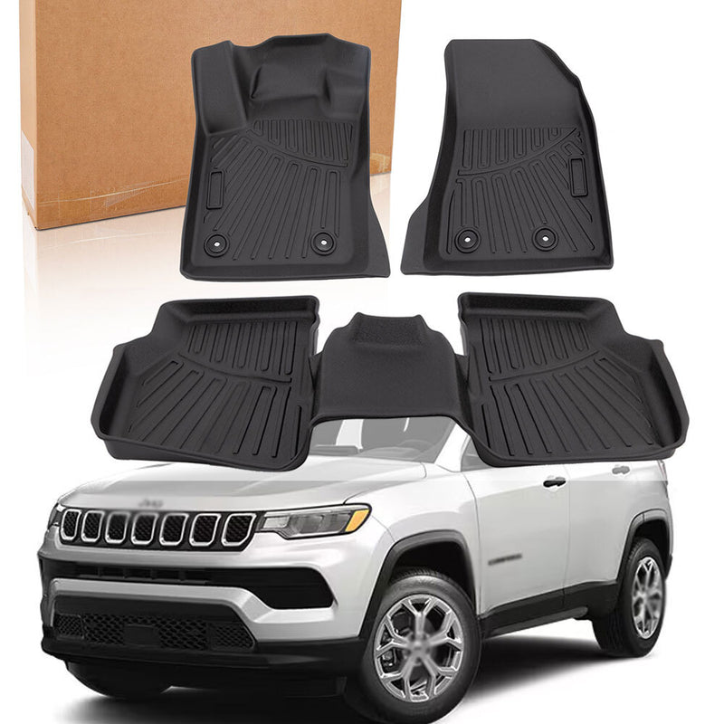 Car Floor Mats for Jeep Compass 2017-2024 2025 TPE Rubber Liners Accessories