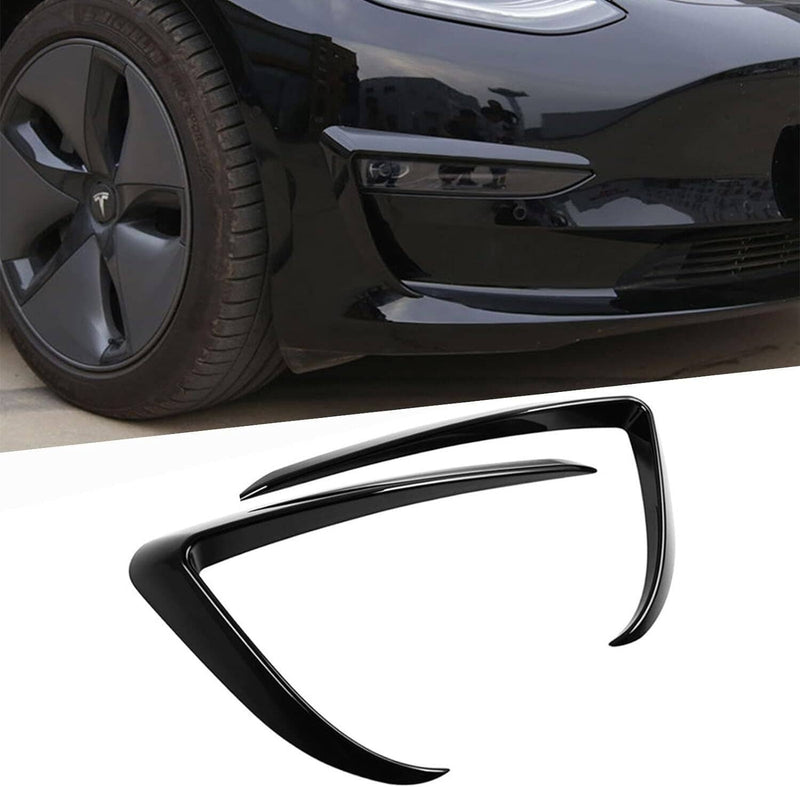 Gloss Black Front Fog Light Eyebrow Cover Trim for Tesla Model 3 2017-2023 U8