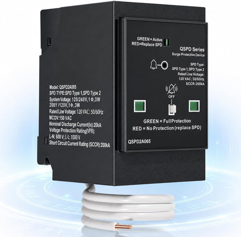 QSPD2A065P Plug-In Surge Protection Device for Siemens 2-Pole 65kA 120/240V