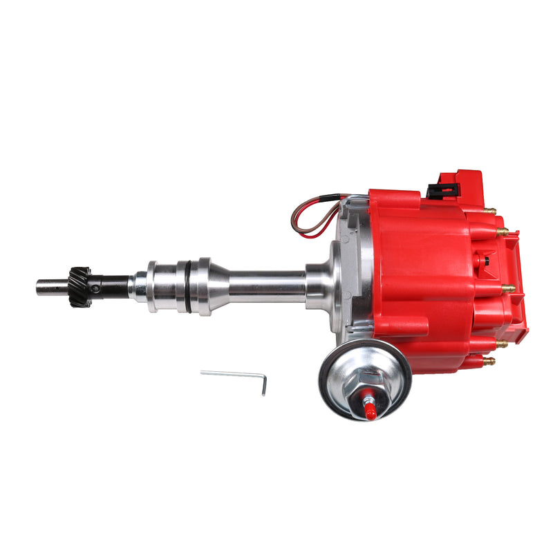 Red HEI Distributor for Ford 351W Windsor with 65K Hi-Output Coil Pigtails