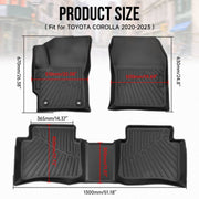 DURAFORCE Waterproof All Weather Car Floor Mat for Toyota Corolla Sedan 2020-2025 2026