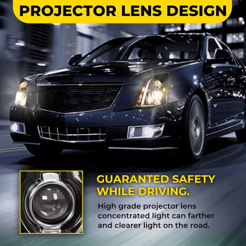 DURAFORCE Headlights Assembly Pair for Cadillac CTS CT-S 2008-2014 15 Left Right