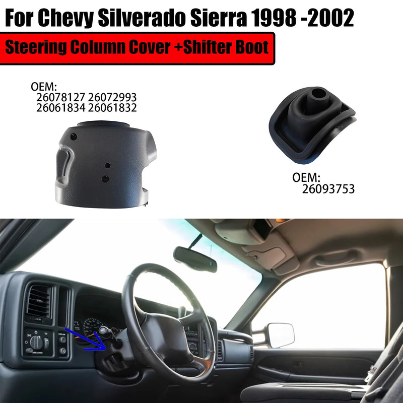 Upper Lower Steering Column Cover Shroud Shift Boot for Chevy GMC 1999-2002