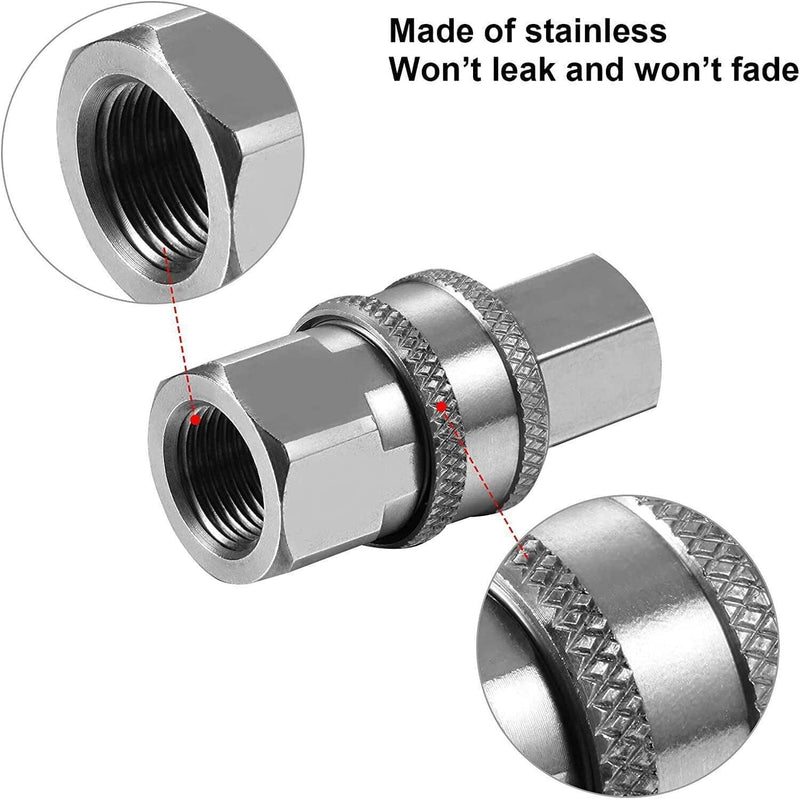 NPT 3/8 Inch Stainless Steel Male Female Quick Connector Kit Pressure 4 Sets