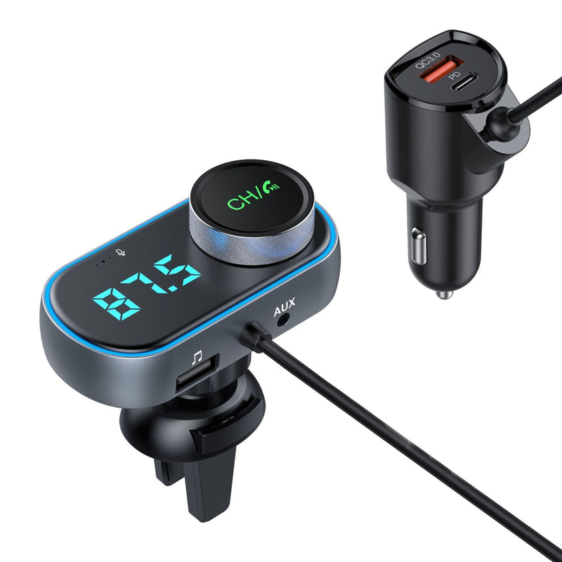 Car Bluetooth FM Transmitter LED Charger AUX Radio QC PD Adapter MP3 Player USB