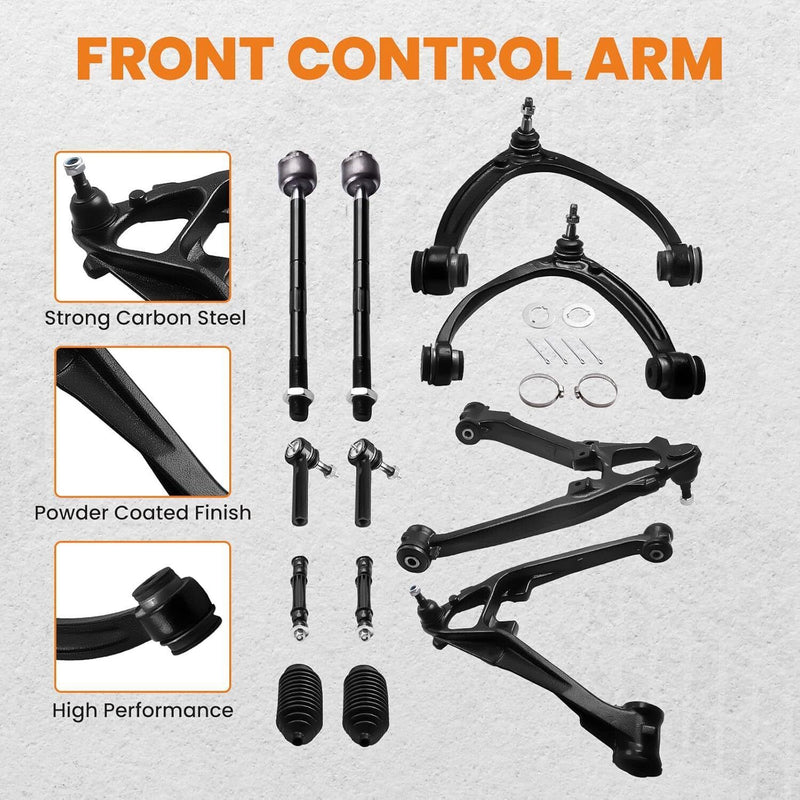 12x Front Upper Lower Control Arm Kit for 2007-2013 Escalade Chevy Silverado GMC