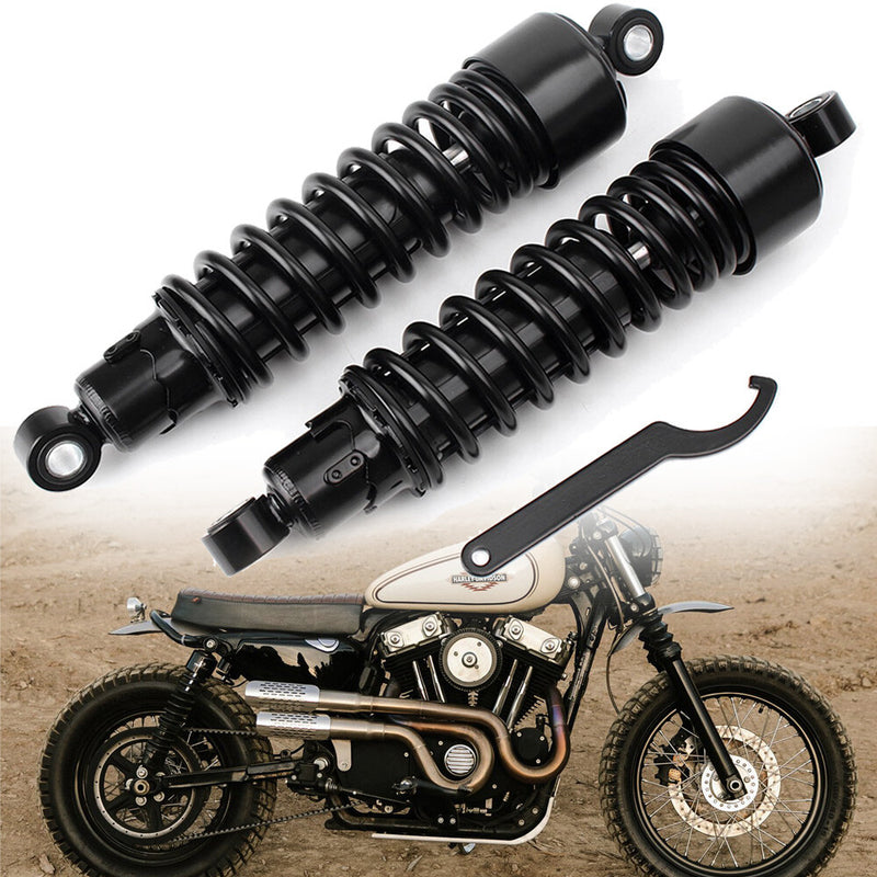 11.75" Rear Shocks for Harley Sportster FXR Super Glide Iron XL883 XL1200 Black