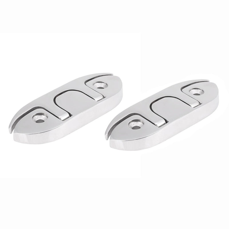 Heavy Duty 4-3/4" Flush Mount Stainless Steel Flip Up Boat Cleat 2 Pack