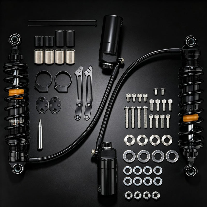 Upgraded Remote Reservoir Rear Suspension Shocks Set for Harley Road Glide
