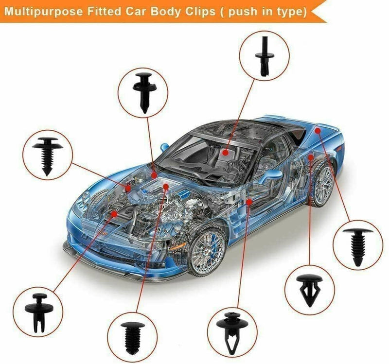 750 Pcs Car Retainer Clips Auto Fasteners Push Trim Pin Rivet Bumper Kit