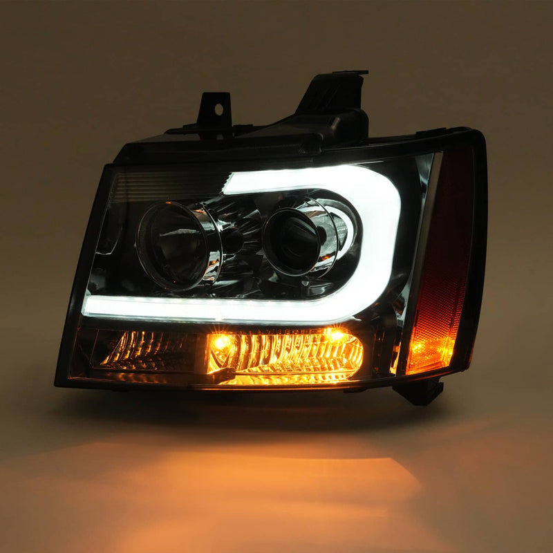 DURAFORCE Headlights for Avalanche Suburban Tahoe 2007-2014 LED Bar LH RH Projector
