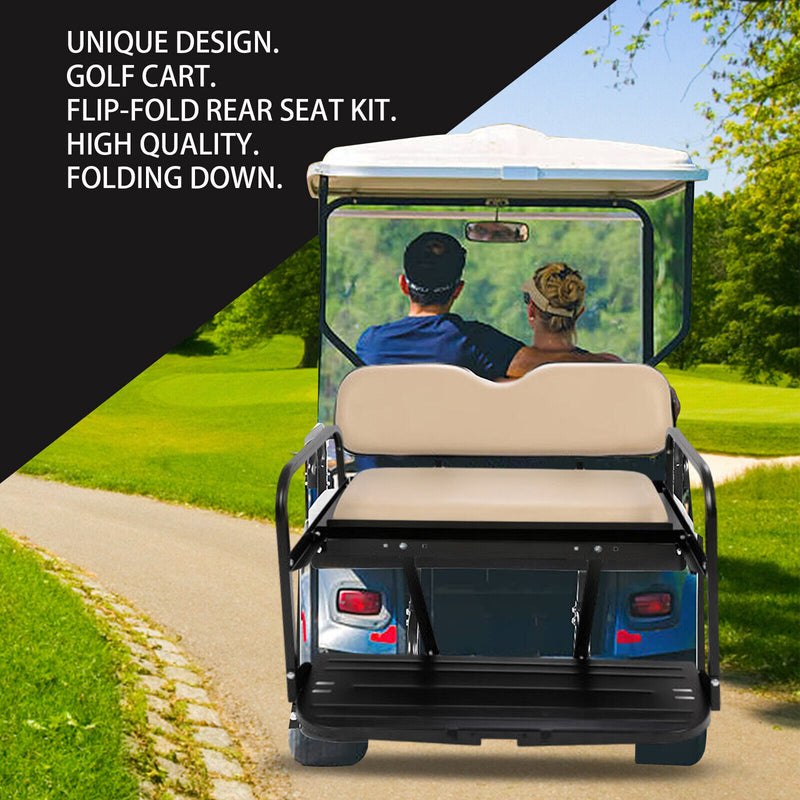 Tan Flip Folding Rear Back Seat Kit for EZGO Marathon Pre-1994 Golf Cart