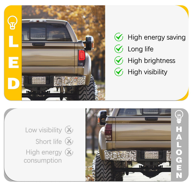 DURAFORCE Black Smoke LED Tube Tail Light Brake Lamp for Ford F150 97-03 F250 F350 99-07