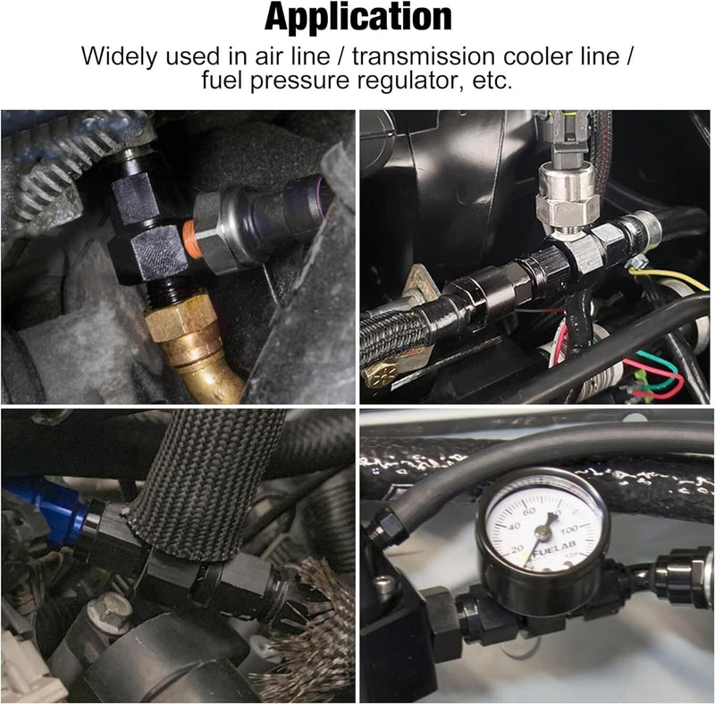 AN Male to AN Female Fitting with 1/8NPT Gauge Port Hose Adapter Fuel Pressure 6