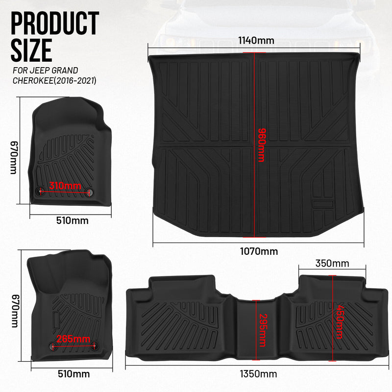 TPE Floor Mats Cargo Liner for Toyota 4Runner 2013-2024 2 Row Liners