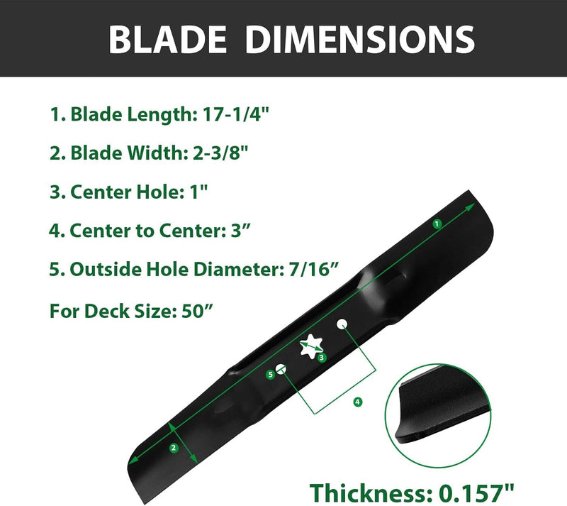 50in Cut Mower Blade Replaces 942-05052A 742-05052A for MTD Cub Cadet Troy-Bilt