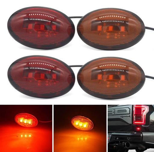 DURAFORCE Amber Red Side Fender Marker Dually Bed LED Light for Ford F350 F450 1999-2010