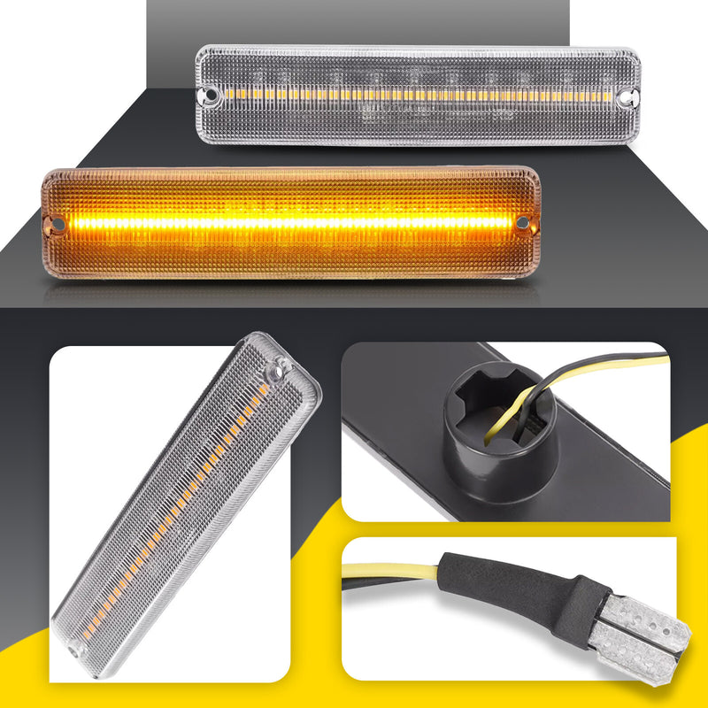 Front Fender LED Side Marker Lights Bumper Lamps for Jeep Wrangler YJ 1987-1995