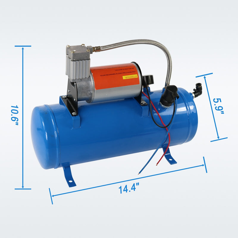 150PSI Air Compressor 6 Liter Tank DC 12V for Train Horns Motorhome Tires