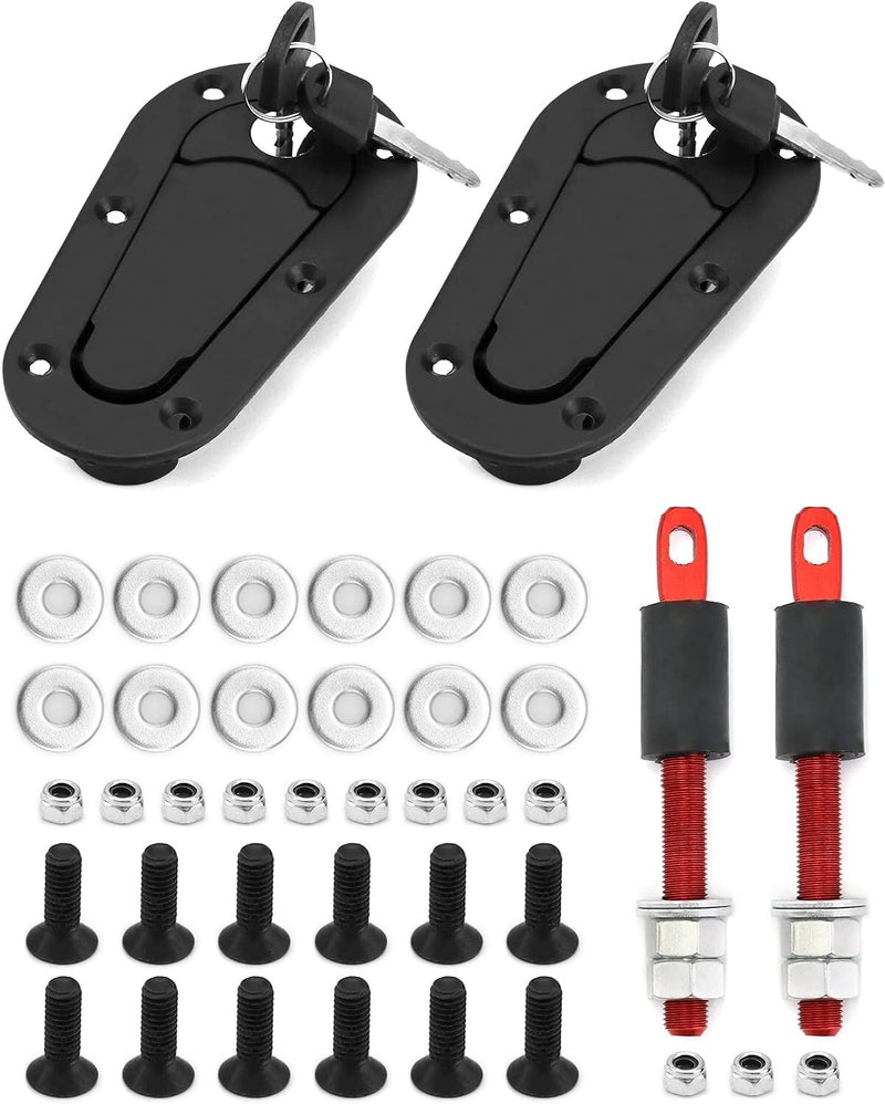 Quick Release Hood Pin Locking Latch Kit Black Universal Fit