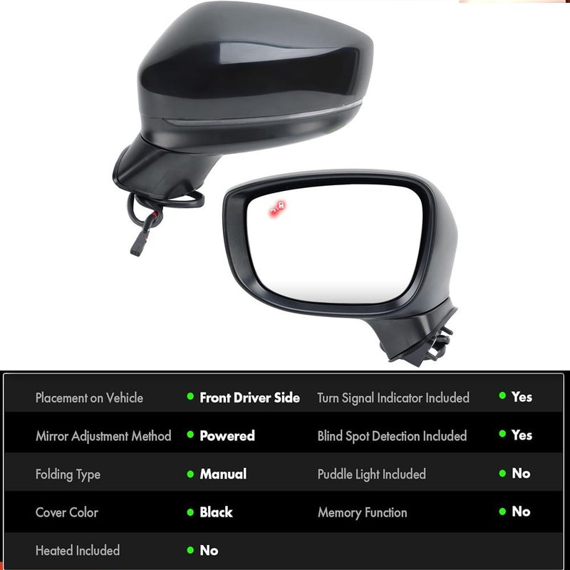 Driver Side Mirror with BSM Power Turn Signal for Mazda CX-5 2017-2024 Left