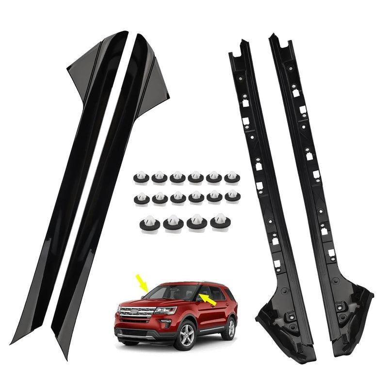 Set For Ford Explorer Left Right Windshield A-Pillar Molding Trim 2011-2019
