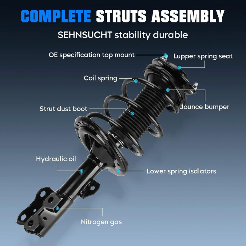 Front Complete Struts Shocks Absorbers Set for Toyota Camry SE XSE 2012-2017