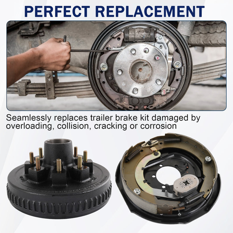 8 on 6.5" Hub Drum Kits with 12" x 2" LH RH Electric Brake for 7000 lbs