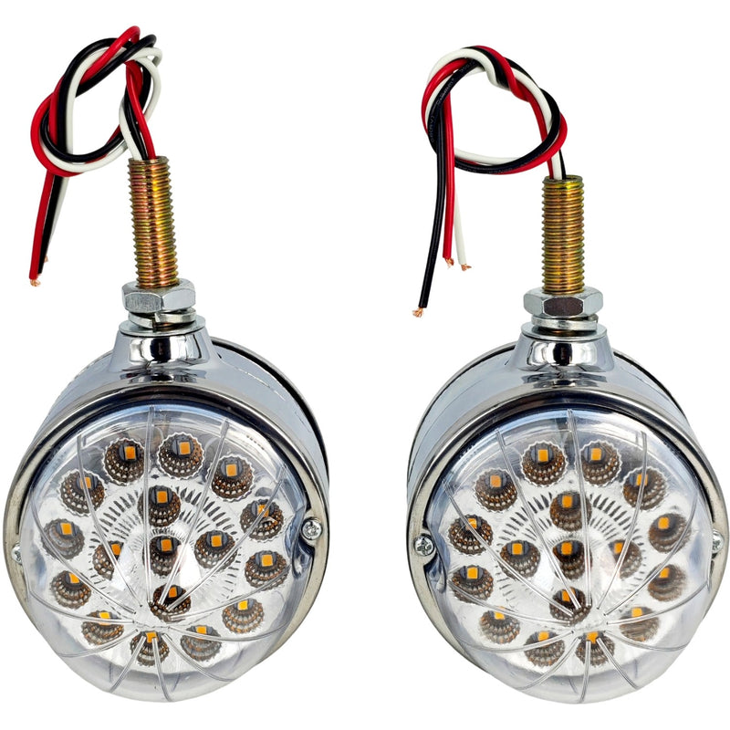 Watermelon Light Chrome Double Face Auxiliary Pedestal Turn Signal 3.5" Round 2X
