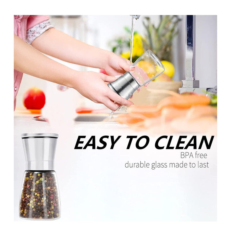Refillable Salt and Pepper Grinder Set Shaker Stainless Steel for Kitchen