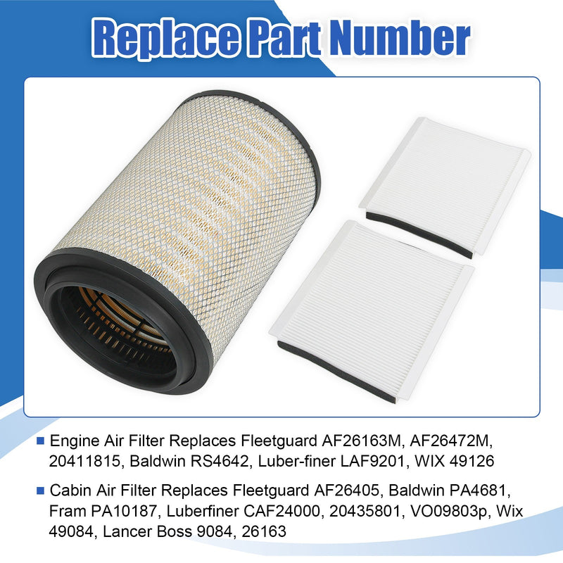 P606720 P606555 Engine & 2 Air Filters for Volvo VNL 780 760 860 670 VN