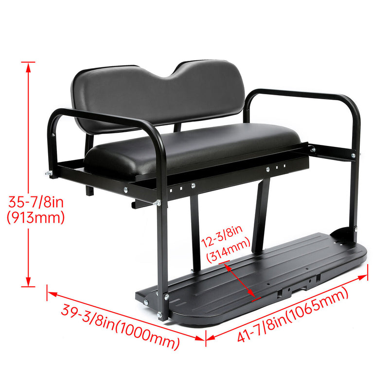 Golf Cart Flip Folding Rear Back Seat Kit Black for EZGO Marathon