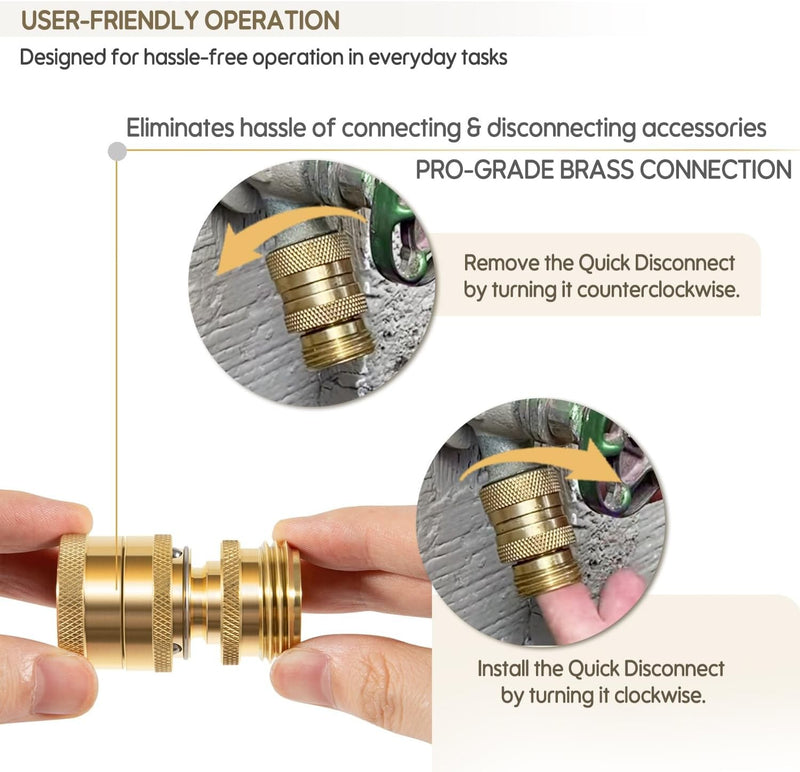 22729 Hose Quick Disconnect Set Heavy Duty Brass 3/4 Inch GHT Male Female