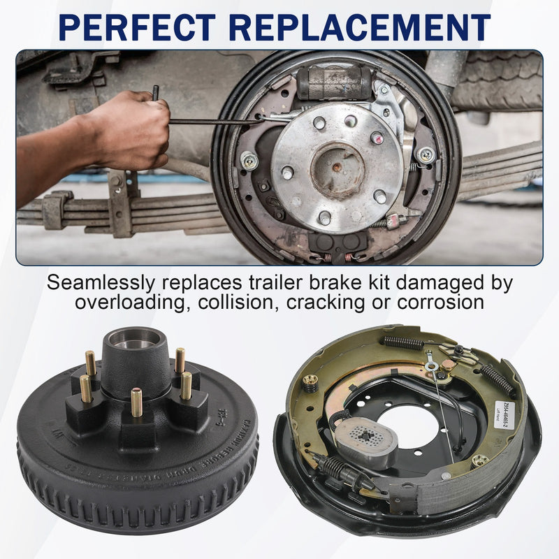 6 on 5.5" Hub Drum Kits with 12" x 2" Self-Adjusting Electric Brake