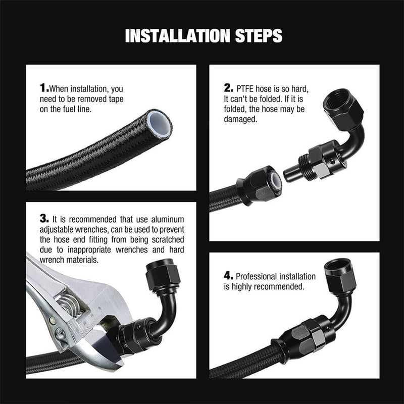 6AN 20FT PTFE E85 Fuel Line Fitting Kit LS Swap EFI Nylon Braided 3/8