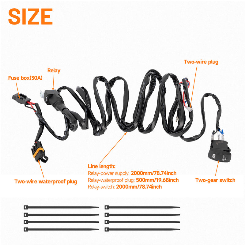 LED Light Bar Wiring Harness Rocker Switch Kit for Polaris Ranger 570 900 1000