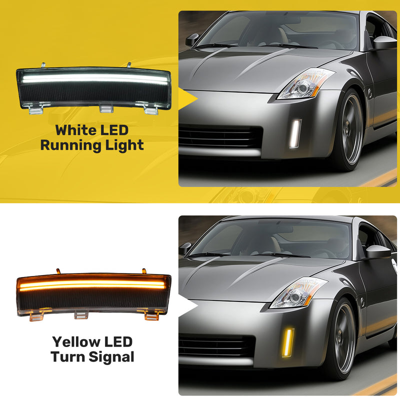 LED Turn Signal Side Marker Lamps DRL for Nissan 350Z 2006-2009 2PCS