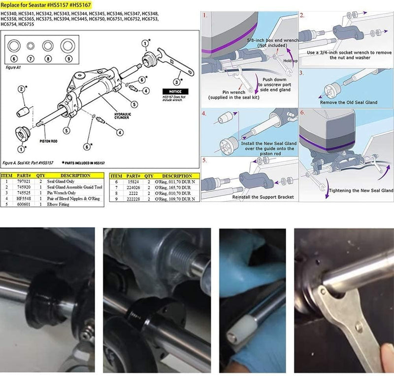 Bracket Puller Front Mount Hydraulic Steering Cylinder Seal for Seastar