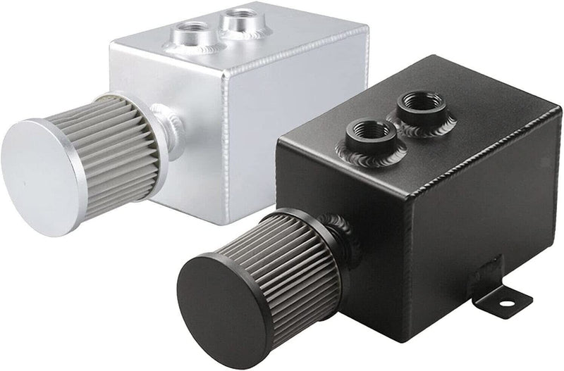 Universal 2L Oil Catch Can Tank 2 Port AN10 Breather Filter Drain Tap Baffled