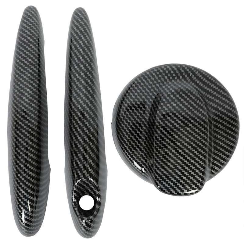 Carbon Style Door Handle Covers Gas Tank Cap for MINI Cooper S R50 R55 R56 06-14